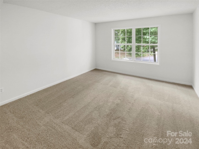 carpeted spare room with a textured ceiling