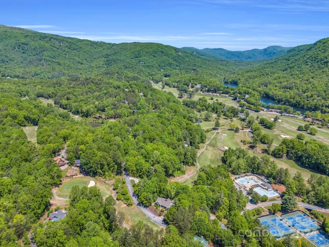 drone / aerial view with a mountain view