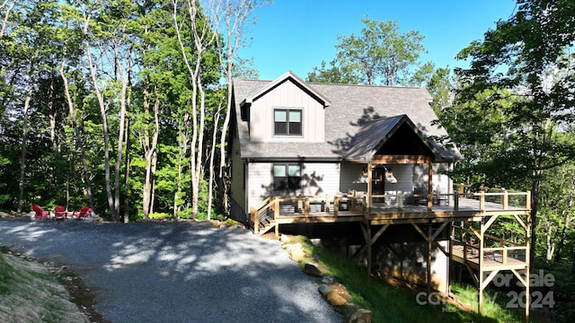 view of front facade with a deck