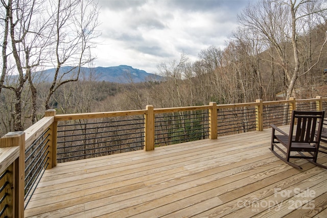 deck with a mountain view