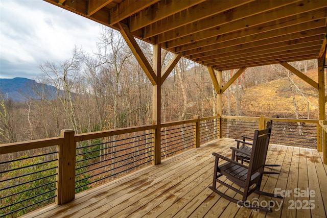 deck featuring a mountain view