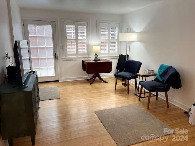 living area featuring light hardwood / wood-style flooring