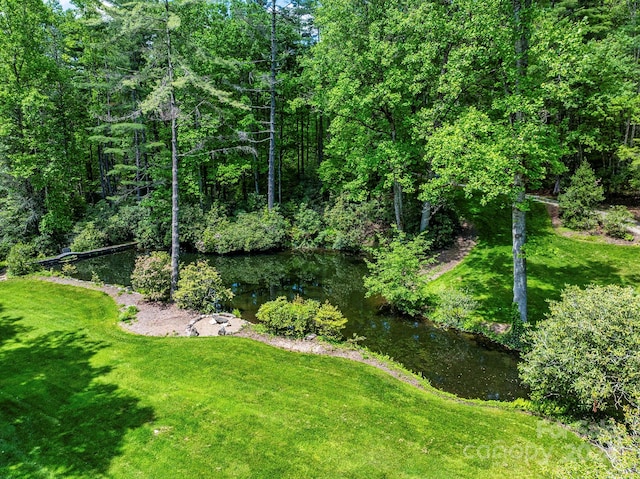 view of yard with a water view