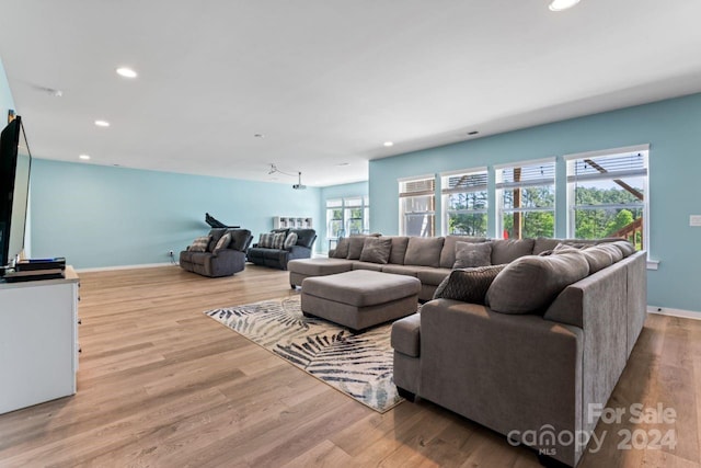 living room featuring light wood-type flooring