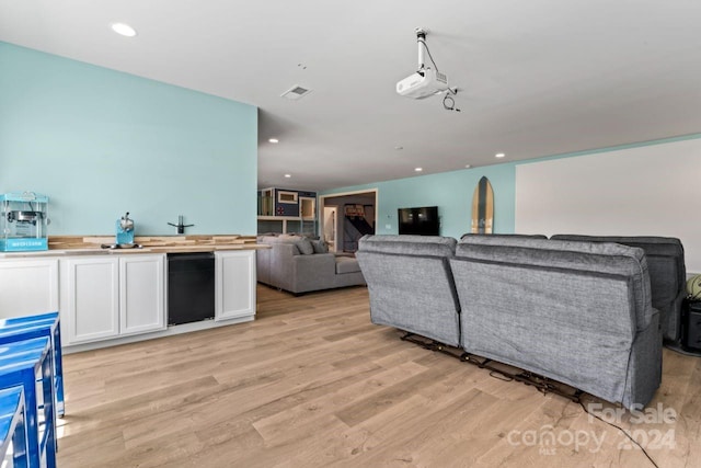 living room featuring light hardwood / wood-style flooring