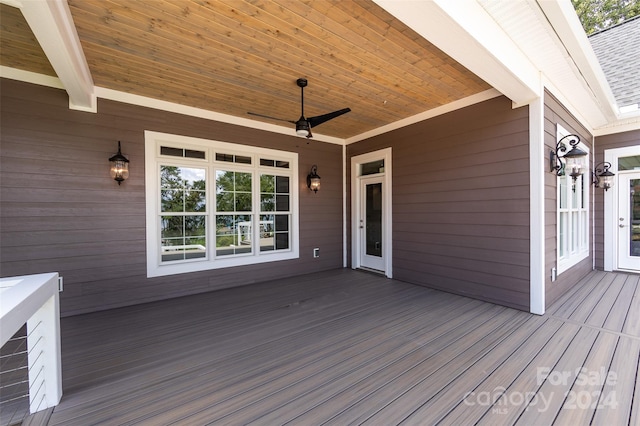 deck featuring ceiling fan