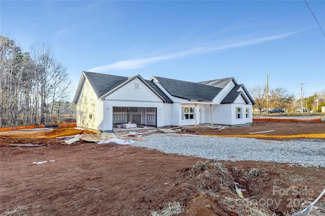 exterior space with a garage