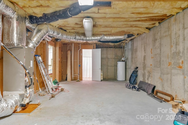 basement with water heater