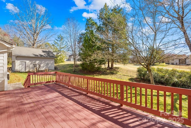 deck featuring a lawn