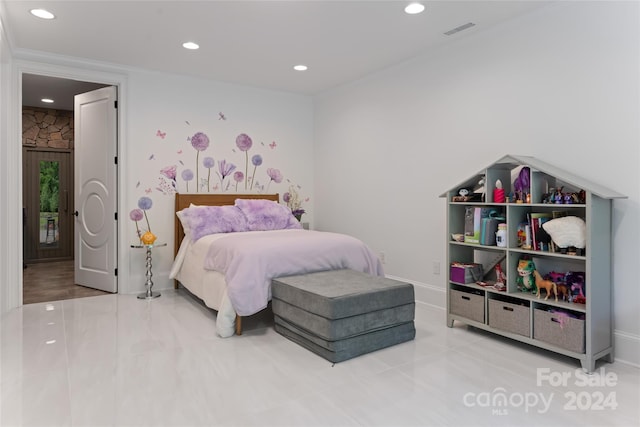 bedroom with tile patterned flooring