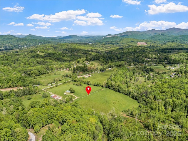 aerial view with a mountain view