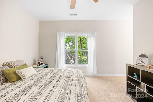 bedroom with carpet and ceiling fan