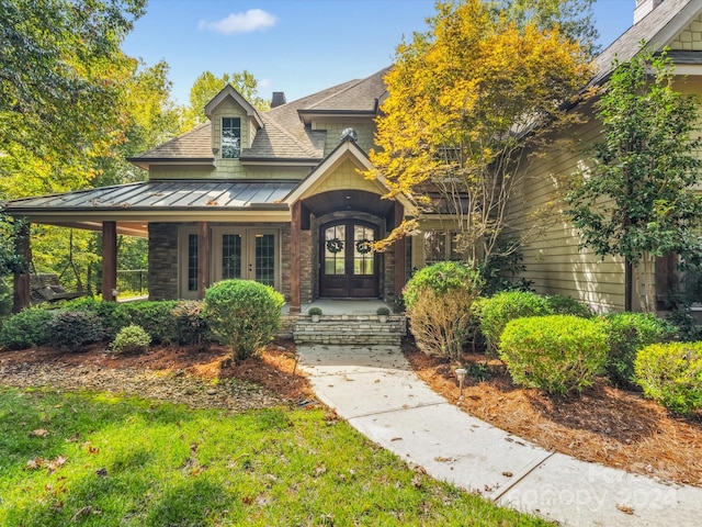 view of front of home with french doors