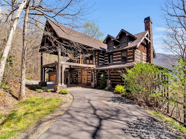 view of log-style house