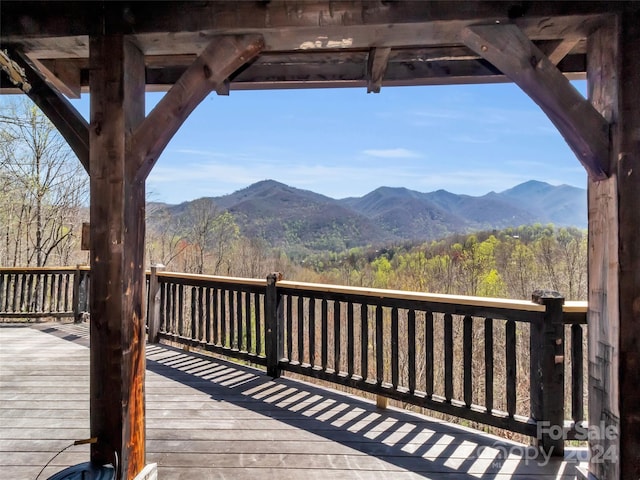 deck with a mountain view