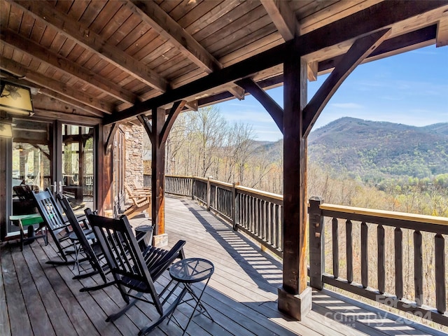 deck with a mountain view