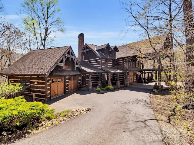 view of log home