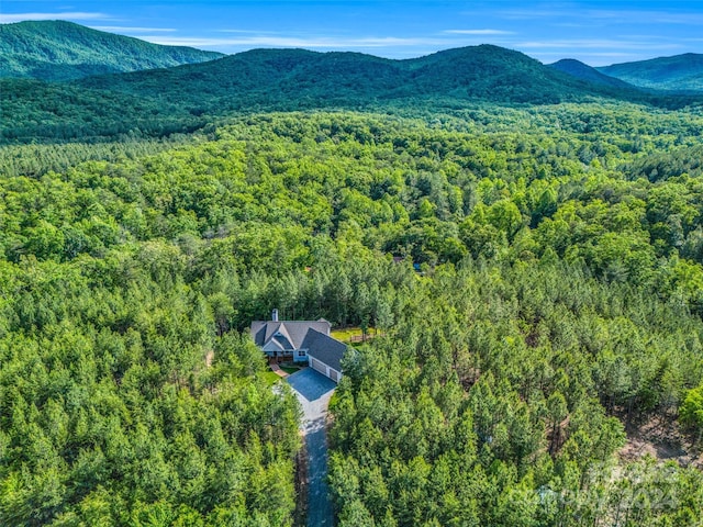 drone / aerial view featuring a mountain view