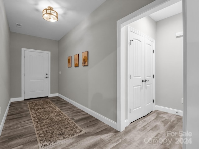 entryway featuring hardwood / wood-style flooring