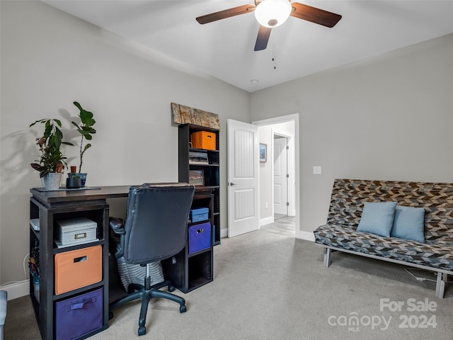 office area featuring ceiling fan