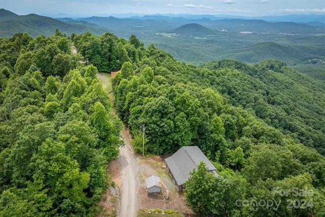 birds eye view of property with a mountain view