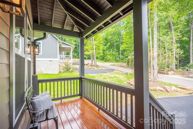 deck featuring covered porch