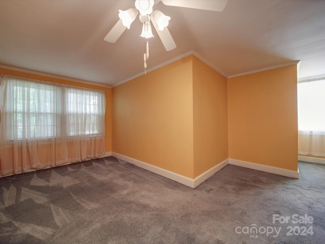 bonus room featuring ceiling fan and carpet flooring