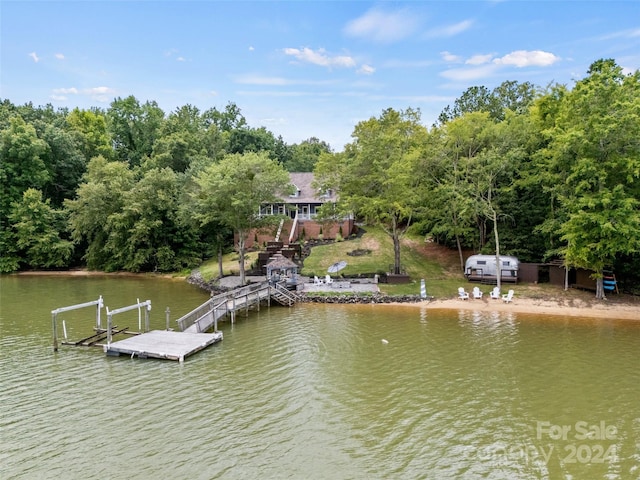 view of dock featuring a water view