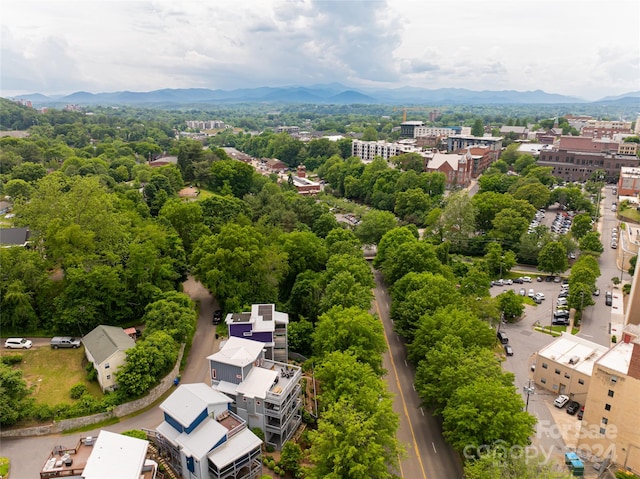 birds eye view of property with a mountain view