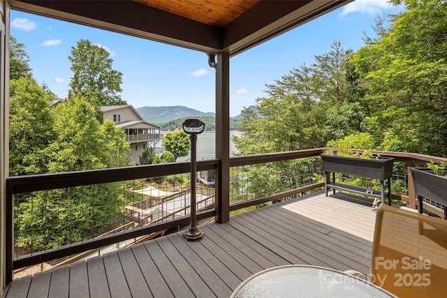 deck with a mountain view