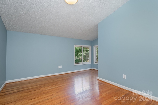 bonus room with lofted ceiling, a textured ceiling, and wood-type flooring