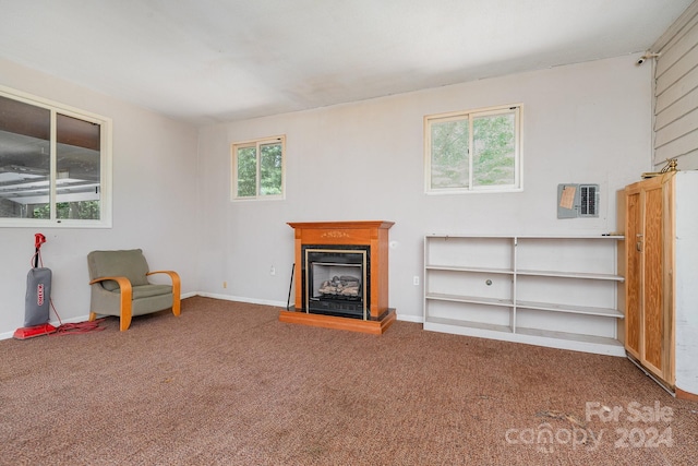 living area featuring carpet and plenty of natural light