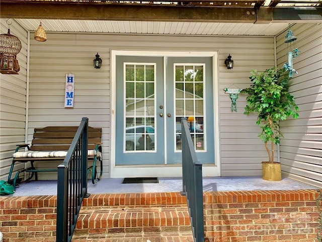 property entrance with french doors