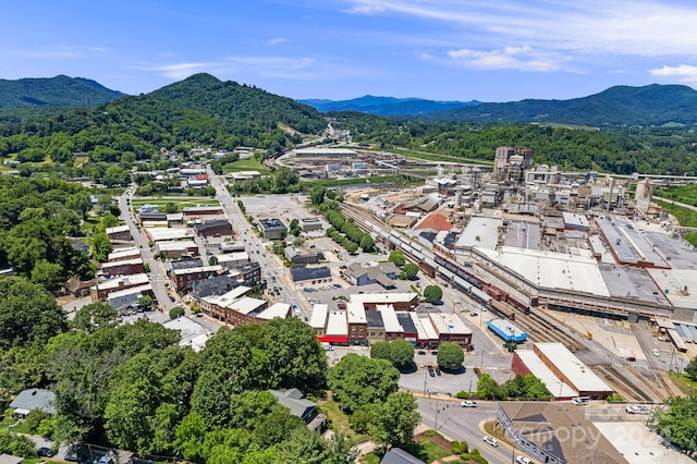 aerial view with a mountain view