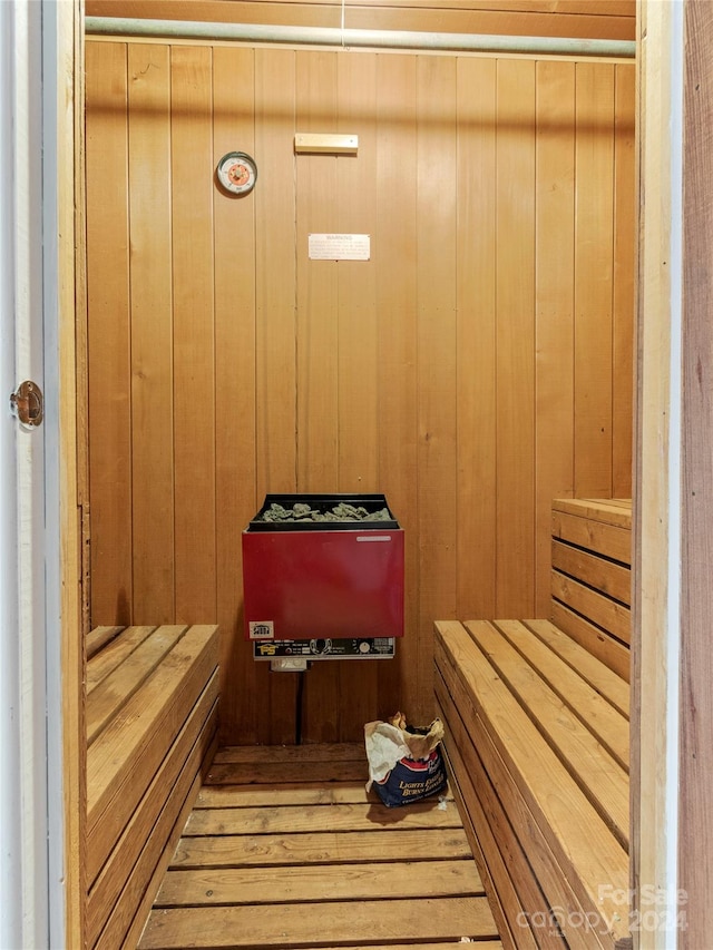 view of sauna / steam room with hardwood / wood-style flooring