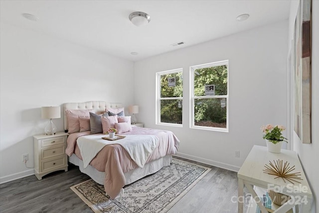 bedroom featuring dark wood-type flooring