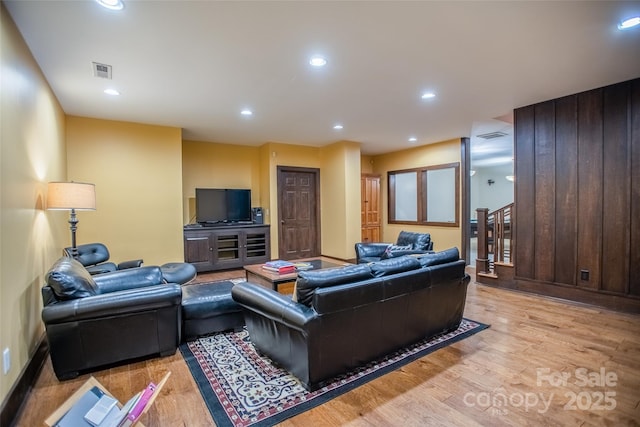 living room featuring light wood-type flooring