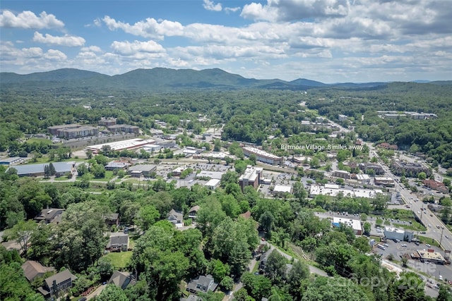 birds eye view of property with a mountain view