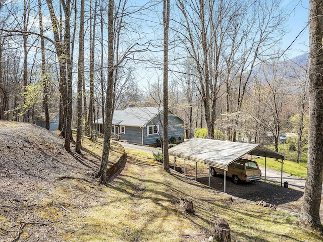 view of yard featuring a carport