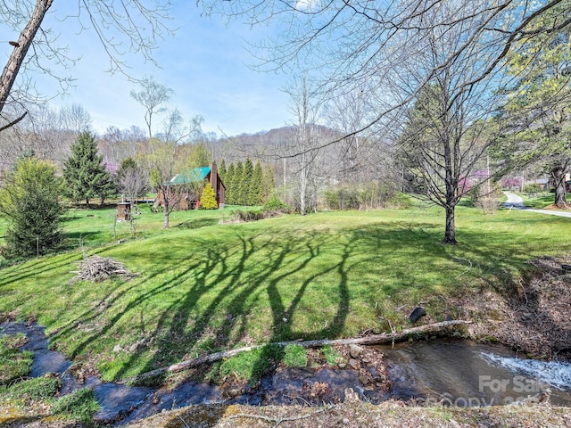 view of yard featuring a water view