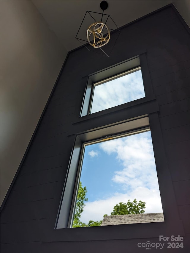 interior details with a chandelier