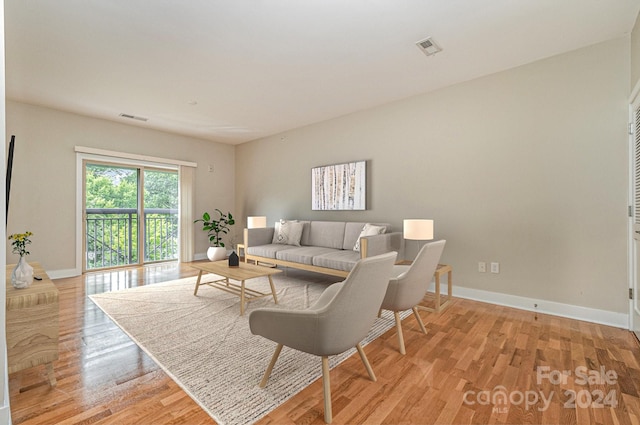 living room featuring light hardwood / wood-style flooring