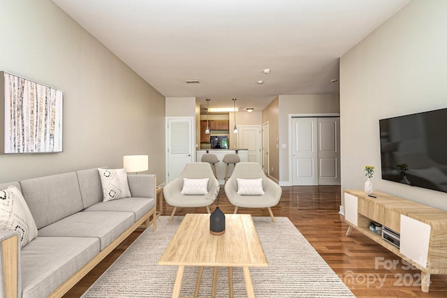 living room featuring hardwood / wood-style flooring