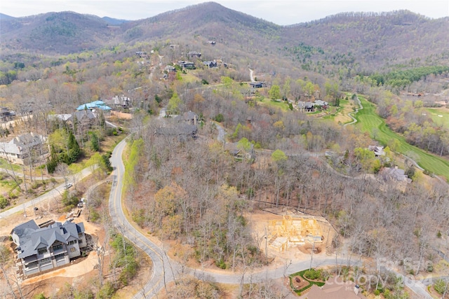 bird's eye view with a mountain view