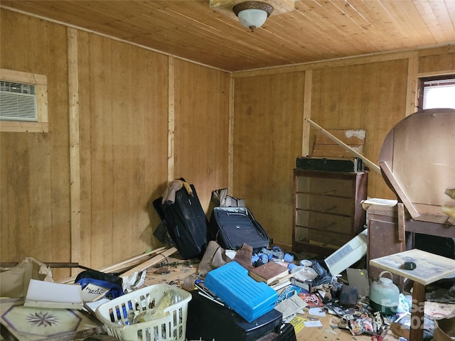 storage area featuring a wall mounted air conditioner