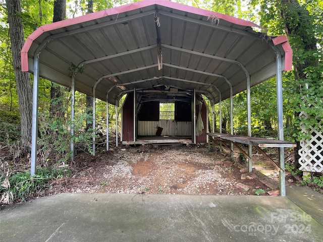 view of parking with a carport