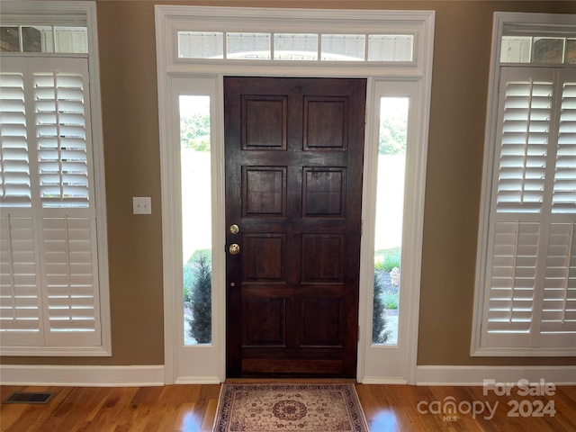 foyer entrance featuring light wood-type flooring