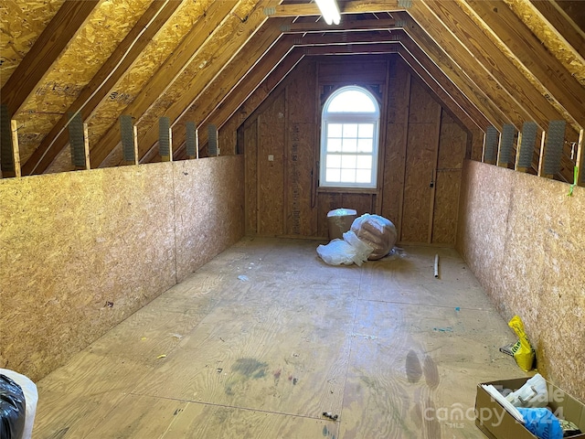 view of unfinished attic