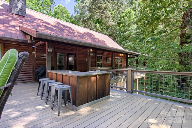 deck with an outdoor bar