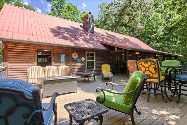 deck with a fire pit